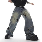 NOYMEI Male Y2k Vintage Patchwork Jeans